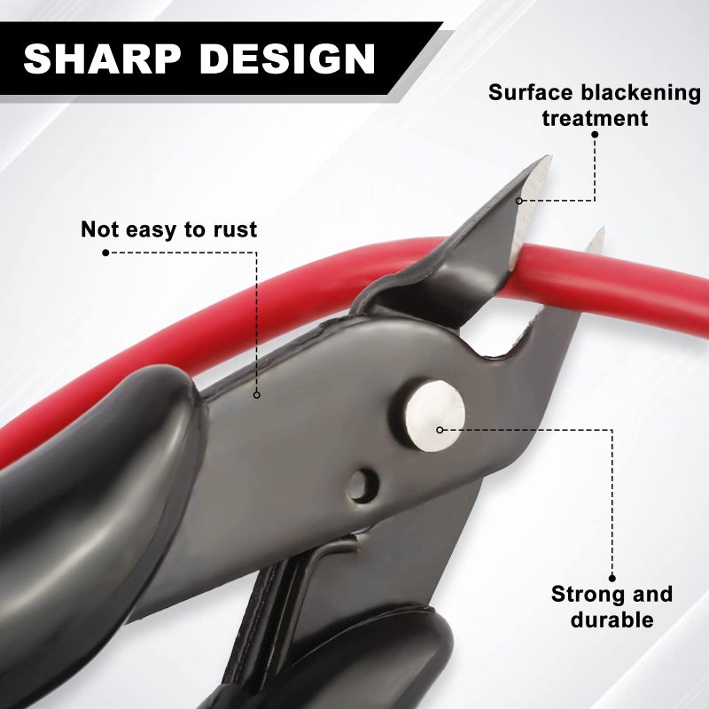 YaeCCC 10 Pack Wire Cutters Black Diagonal Cutting Pliers for Electronic, Model, Jewelry Making, 170 Flush Cutter 5 inch - Image 2